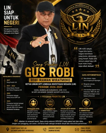 Sang Pendiri LIN Gus Robi Kembali Pimpin DPP LIN Periode 2026–2031, Tegaskan Komitmen “LIN Siap Untuk Negeri”