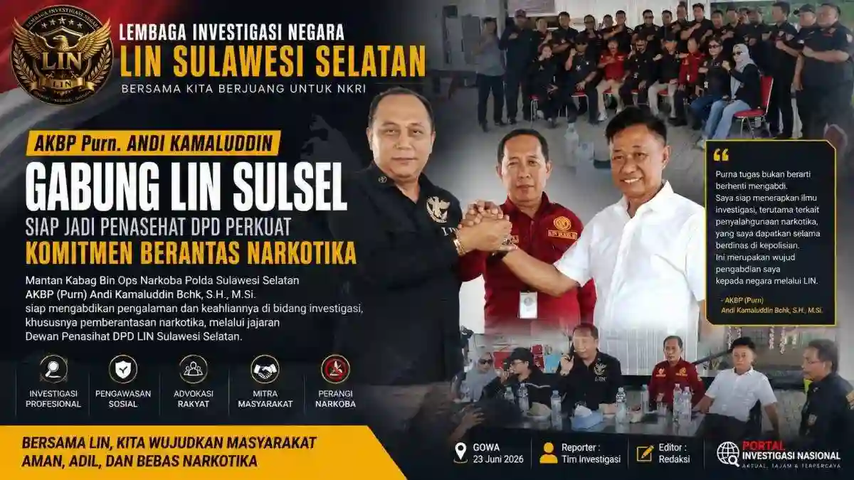 AKBP Purn. Andi Kamaluddin Gabung LIN Sulsel, Siap Jadi Penasehat DPD Perkuat Komitmen Berantas Narkotika