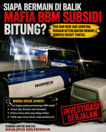 SIAPA BERMAIN DI BALIK DUGAAN MAFIA BBM SUBSIDI DI BITUNG? Aparat Diminta Usut Tuntas Dugaan Penimbunan Solar Bersubsidi