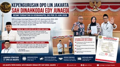 Kepengurusan DPD LIN Jakarta Sah Dinahkodai Edy Junaedi, Resmi Terdaftar di Kesbangpol DKI