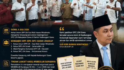 Ketum LIN Gus Robi Dampingi Pencatatan DPC LIN Gowa di Kesbangpol, Tegaskan Kepengurusan Sah Hasil MUBESLUB