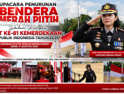 Kapolres Bangka Barat Pimpin Upacara Penurunan Bendera HUT ke-81 RI