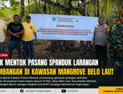 Polres Bangka Barat Pasang Spanduk Larangan Tambang di Kawasan Mangrove Belo Laut
