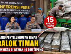 Polres Bangka Barat Gelar Konferensi Pers, Bongkar Modus 15 Balok Timah Disembunyikan di Bawah 10 Ton Tepung