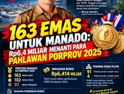 163 EMAS UNTUK MANADO: Rp6,4 MILIAR MENANTI PARA PAHLAWAN PORPROV 2025.